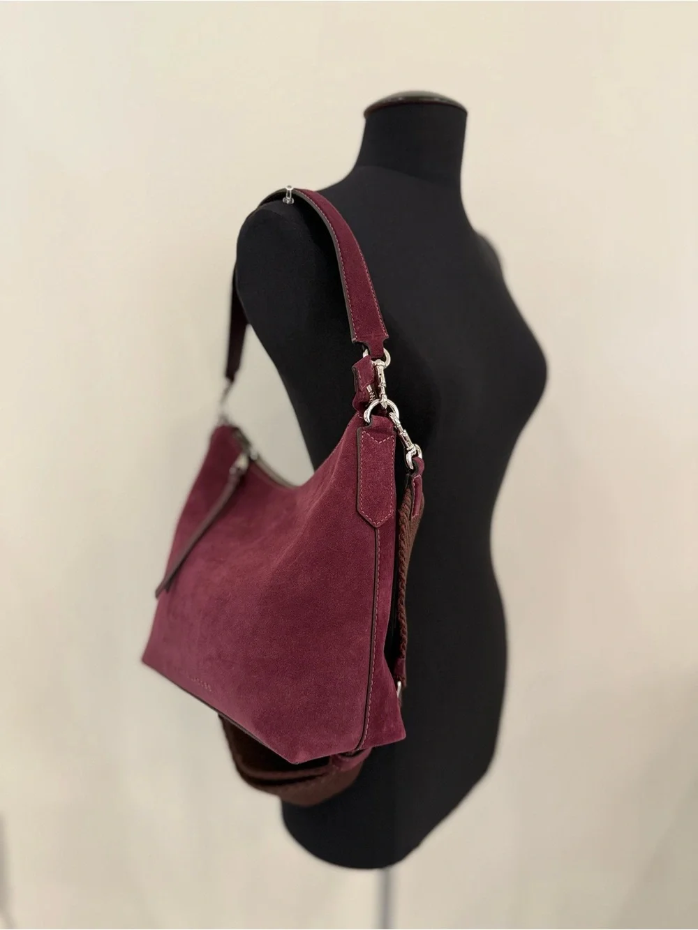 NWT Marc Jacobs suede convertible drifter large hobo - dark plum